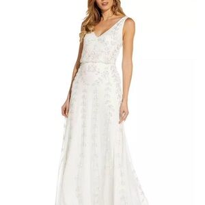 Adrianna Papell White Floral Maxi Dress
